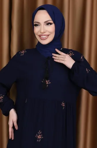 Printed Viscose Dress 4083-04 Navy Blue 4083-04