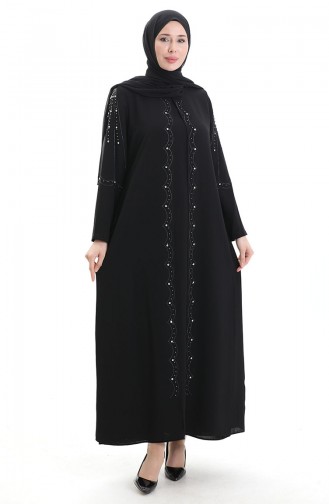 Schwarz Hijab Kleider 6246-01