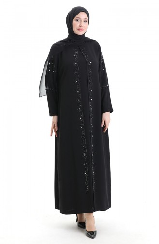 Schwarz Hijab Kleider 6246-01