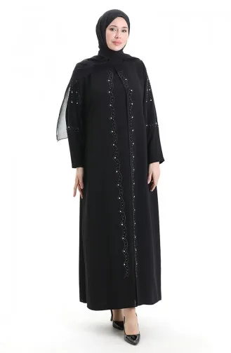 Robe En Tissu Nid D`abeille Grande Taille 6246-01 Noir 6246-01