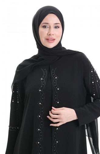 Schwarz Hijab Kleider 6246-01