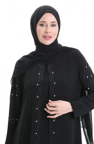 Robe En Tissu Nid D`abeille Grande Taille 6246-01 Noir 6246-01