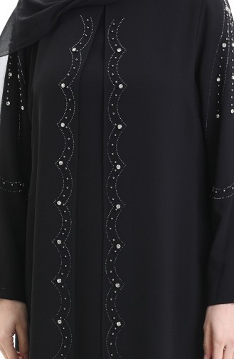 Schwarz Hijab Kleider 6246-01