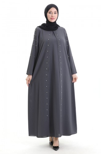 Grau Hijab Kleider 6246-02