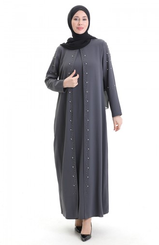 Grau Hijab Kleider 6246-02