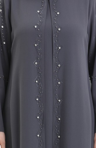 Grau Hijab Kleider 6246-02