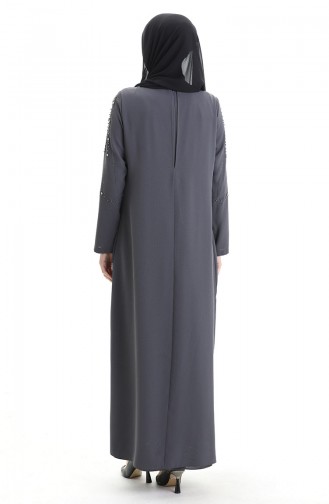 Grau Hijab Kleider 6246-02