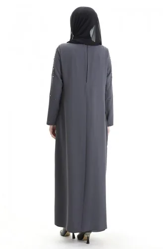 Plus Size Honingraat Stof Steen Jurk 6246-02 Grijs 6246-02