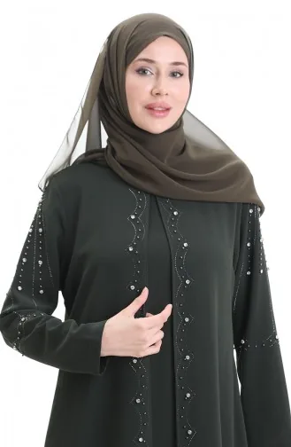 Robe En Tissu Nid D`abeille Grande Taille 6246-04 Kaki 6246-04