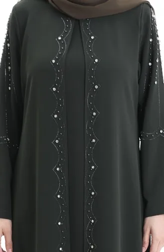 Robe En Tissu Nid D`abeille Grande Taille 6246-04 Kaki 6246-04