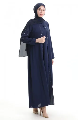 Büyük Beden Petek Kumaş Taşlı Elbise 6246-05 Parlament