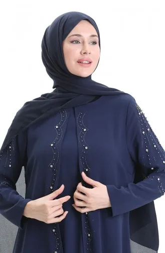 Büyük Beden Petek Kumaş Taşlı Elbise 6246-05 Parlament