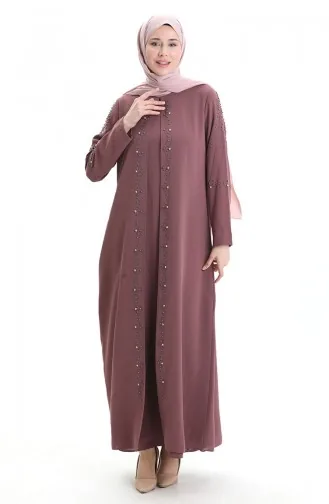 Plus Size Honingraat Stof Steen Jurk 6246-06 Bruin 6246-06