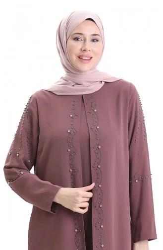 Plus Size Honingraat Stof Steen Jurk 6246-06 Bruin 6246-06