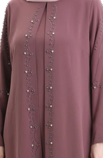 Plus Size Honingraat Stof Steen Jurk 6246-06 Bruin 6246-06