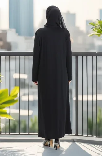 فستان قطني ممشط كريستالي مقاس كبير 6253-01 أسود 6253-01