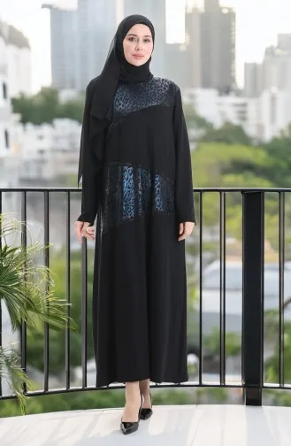 Übergröße Kleid Aus Gekämmter Baumwolle Mit Kristallen 6253-02 Marineblau 6253-02