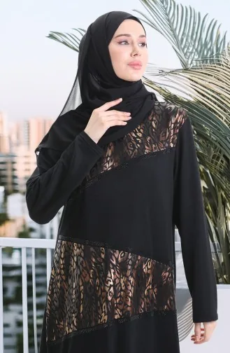 Plus Size Crystal Gekamde Katoenen Jurk 6253-03 Goud 6253-03