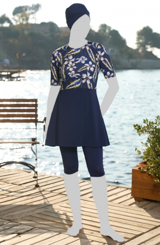 Dunkelblau Hijab Badeanzug 25830-01