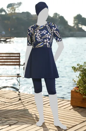 Bescheiden Badpak Met Legging 25830-01 Marineblauw 25830-01