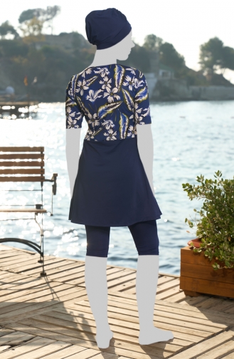 Dunkelblau Hijab Badeanzug 25830-01