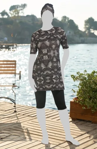 Bescheiden Badpak Met Legging 25833-01 Zwart 25833-01