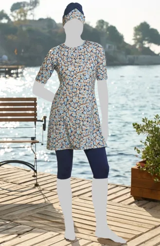 Bescheiden Badpak Met Legging 25834-01 Marineblauw 25834-01