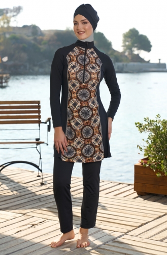 Schwarz Hijab Badeanzug 25939-01