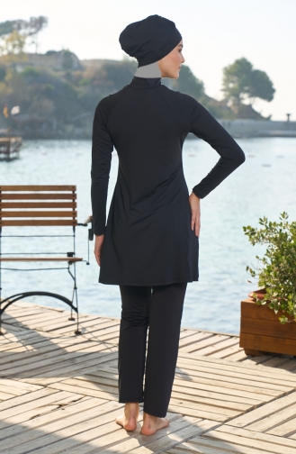 Schwarz Hijab Badeanzug 25939-01