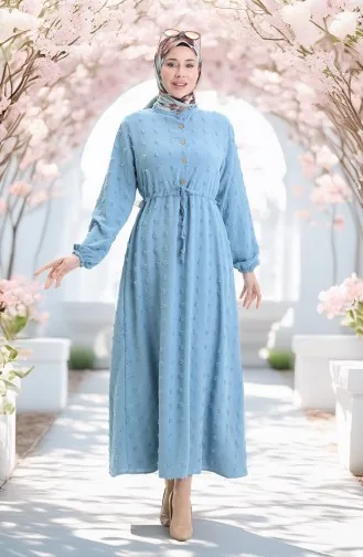 Robe Demi-boutonnée En Tissu Aerobin 0064-01 Bleu Glacier 0064-01