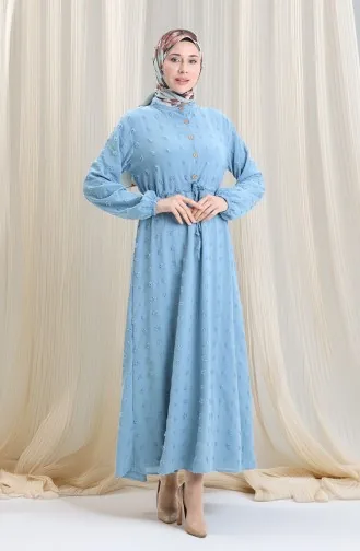 Robe Demi-boutonnée En Tissu Aerobin 0064-01 Bleu Glacier 0064-01