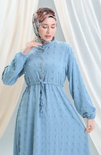 Robe Demi-boutonnée En Tissu Aerobin 0064-01 Bleu Glacier 0064-01