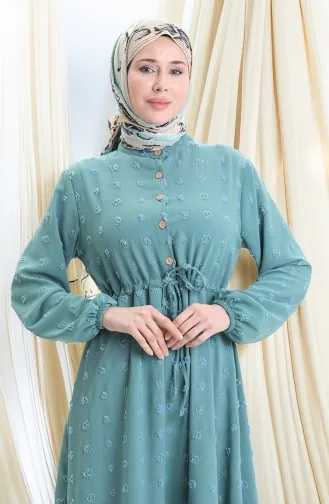 Robe Demi-boutonnée En Tissu Viscose 0064-02 Vert Amande 0064-02