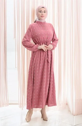 Robe Demi-boutonnée En Tissu Aerobin 0064-03 Rose Poudré 0064-03