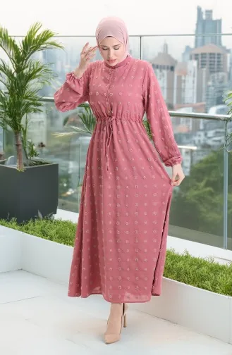 Robe Demi-boutonnée En Tissu Aerobin 0064-03 Rose Poudré 0064-03