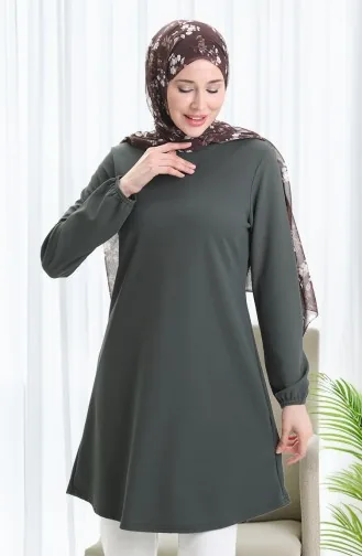 Saisonale Fließende Tunika Mit Elastischen Ärmeln 8749-02 Khaki 8749-02