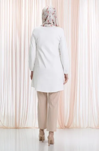 Seizoensgebonden Vloeiende Effen Tuniek Met Elastische Mouwen 8749-A01 Off White 8749-A01