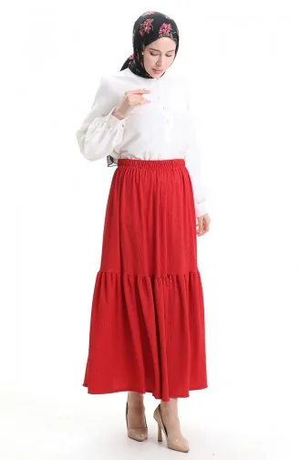 Jupe En Crêpe à Taille élastique 0066-01 Bordeaux 0066-01