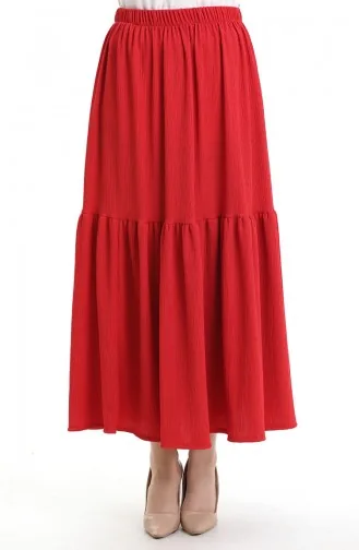 Jupe En Crêpe à Taille élastique 0066-01 Bordeaux 0066-01