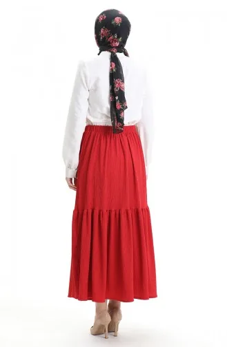 Jupe En Crêpe à Taille élastique 0066-01 Bordeaux 0066-01