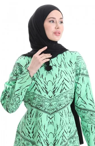 Şile Stoff Gemustertes Kleid 4444-11 Grün 4444-11