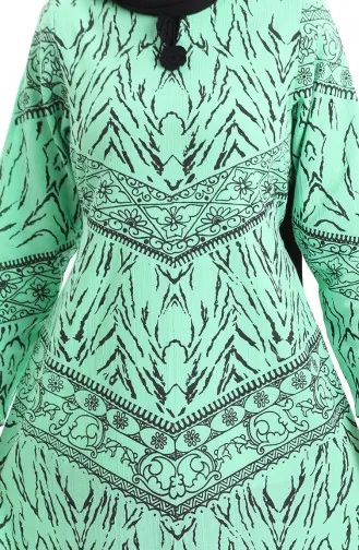Şile Stoff Gemustertes Kleid 4444-11 Grün 4444-11