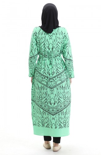 Grün Hijab Kleider 4444-11