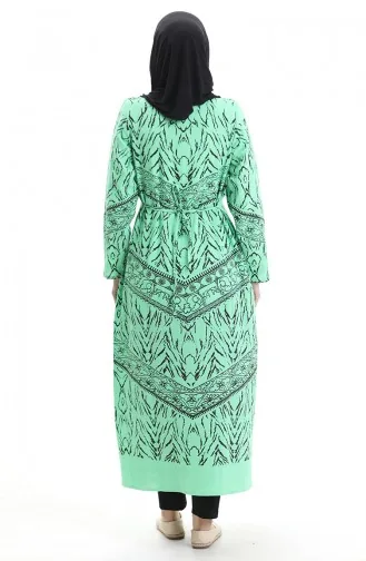 Şile Stoff Gemustertes Kleid 4444-11 Grün 4444-11