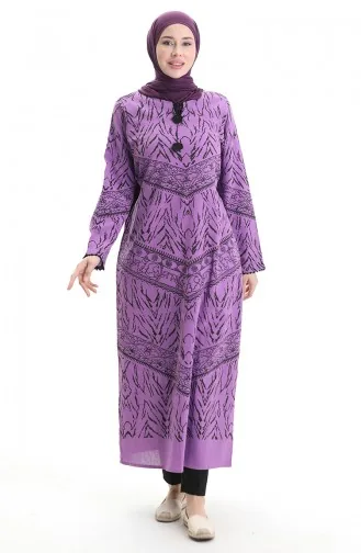 Robe à Motifs En Tissu Şile 4444-12 Lilas 4444-12