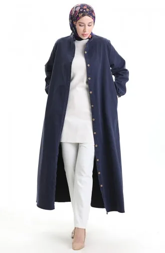 Boydan Düğmeli Kot Ferace 0058-01 Lacivert