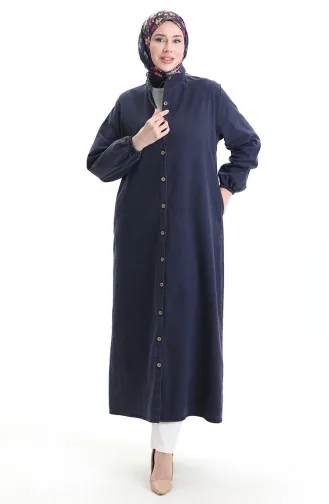 Boydan Düğmeli Kot Ferace 0058-01 Lacivert