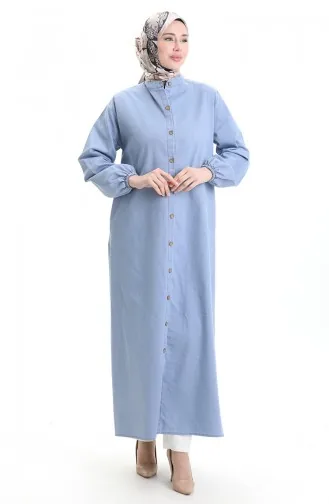 عباية جينز بأزرار 0058-02 أزرق ثلجي 0058-02