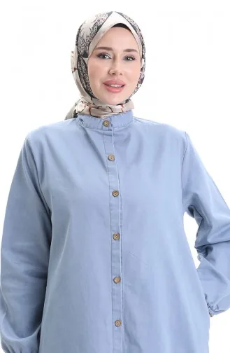 عباية جينز بأزرار 0058-02 أزرق ثلجي 0058-02