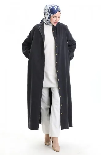 Denim Abaya Met Knopen 0058-03 Zwart 0058-03